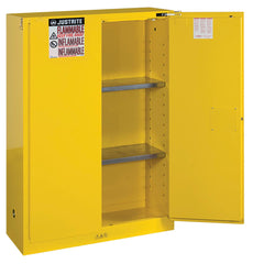 FLAMMABLE LIQUID SAFETY CABINET 45 GALLON SELF CLOSE DOORS YELLOW