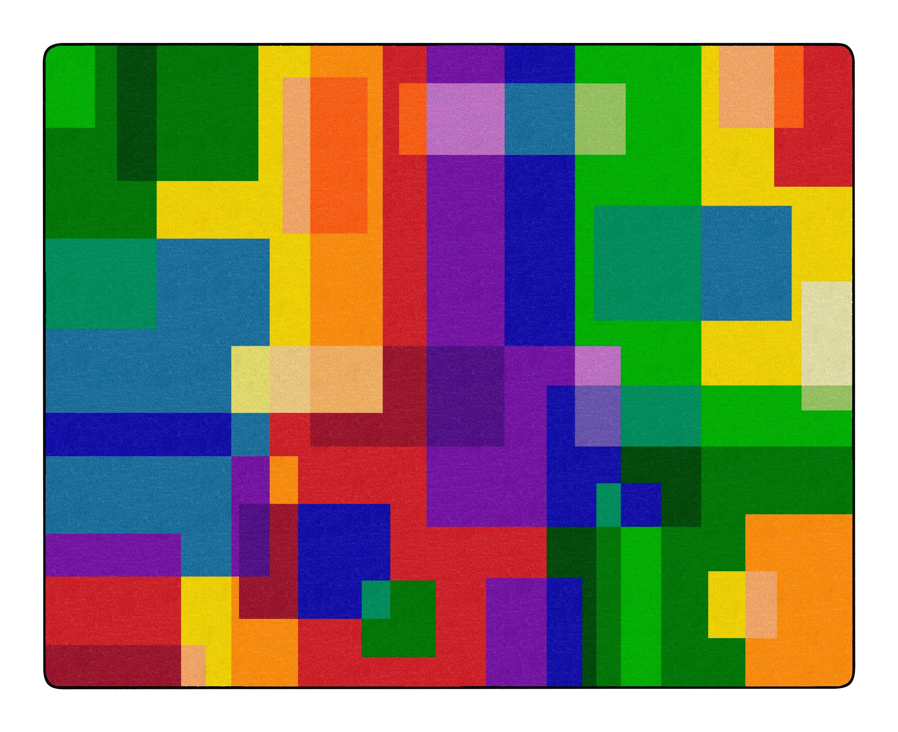CHILDCRAFT - CARPETS - GEO SQUARES - RECTANGLE - 6 FT X 9 FT - SPECIFY CARPET COLOR
