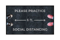 FLOOR MAT - M AND A MATTING PLEASE PRACTICE SOCIAL DISTANCING MAT 3X5 FT