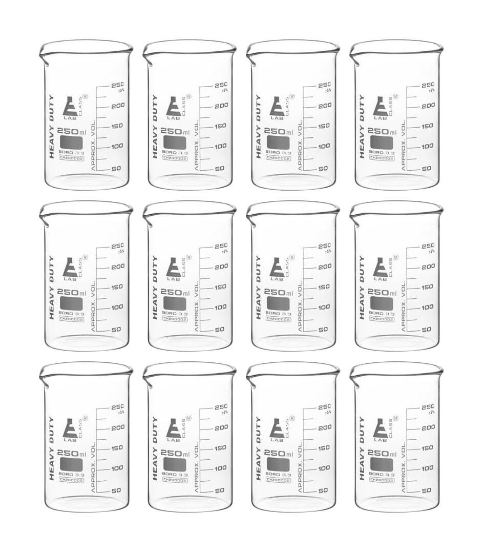 BEAKER HEAVY DUTY GLASS 250ML PK12