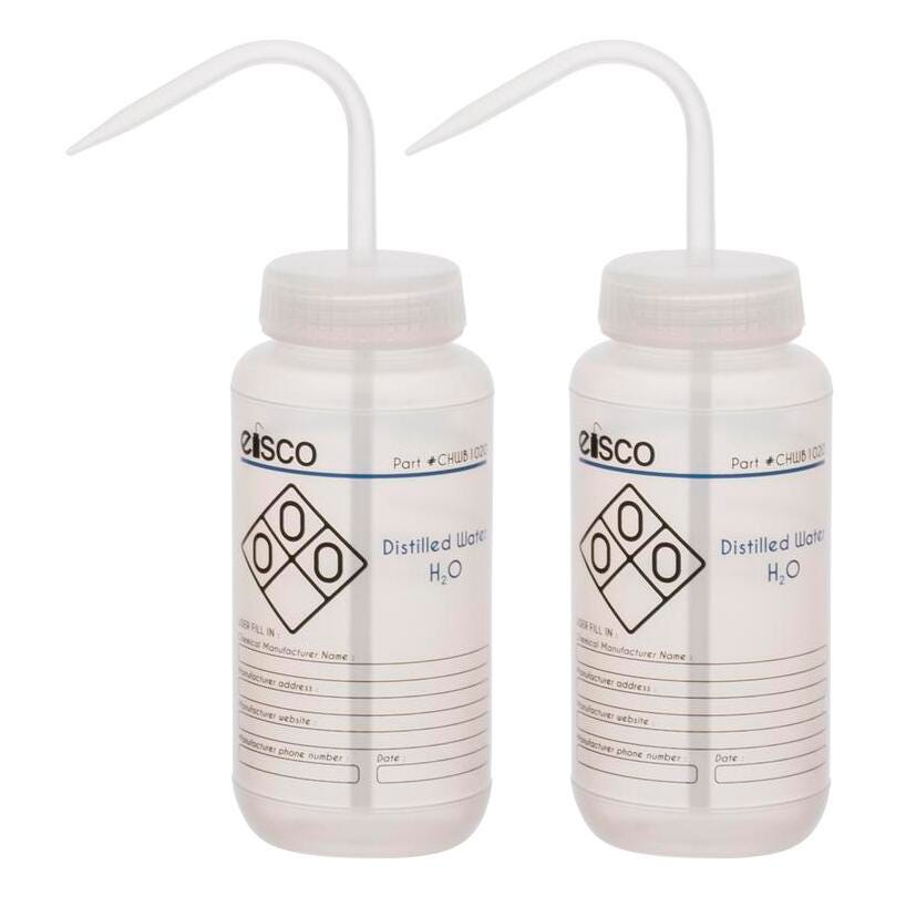 WASH BOTL DISTILLED WATER 500ML 2 COLOR PK2