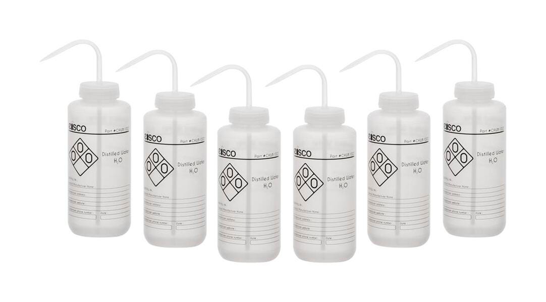 WASH BOTL DISTILLED WATER 1000ML 1 COLOR PK6