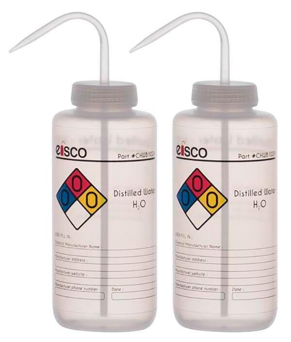 WASH BOTL DISTILLED WATER 1000ML 4 COLOR PK2