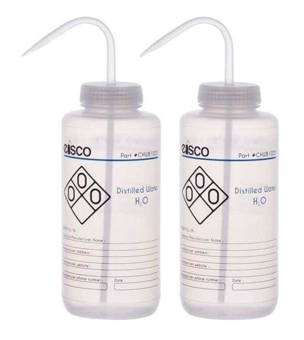 WASH BOTL DISTILLED WATER 1000ML 2 COLOR PK2