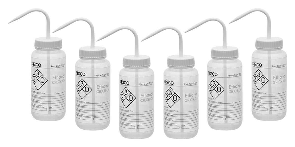 WASH BOTTLE ETHANOL 500ML 2 COLOR PK6