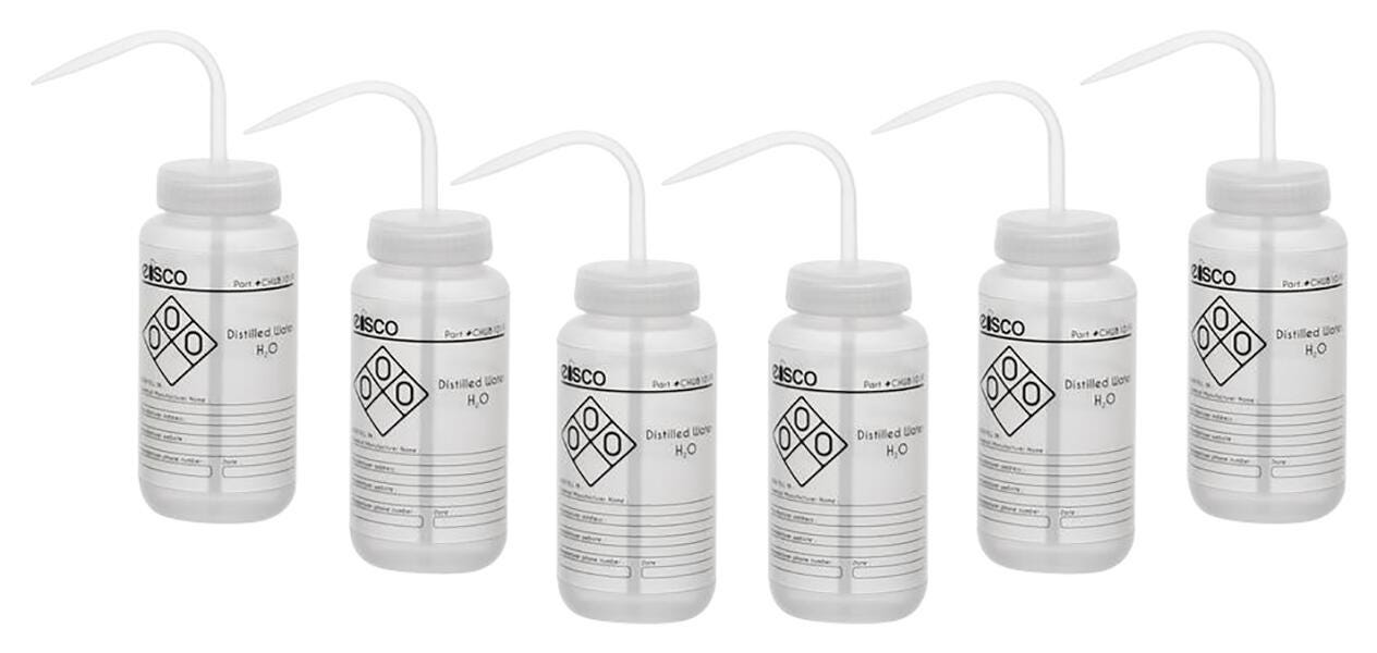 WASH BOTL DISTILLED WATER 500ML 1 COLOR PK6