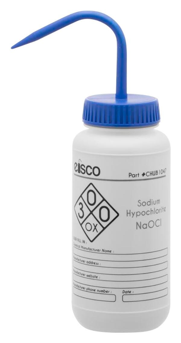 WASH BOTTLE SODIUM HYPOCHLORITE 500 ML 2COL