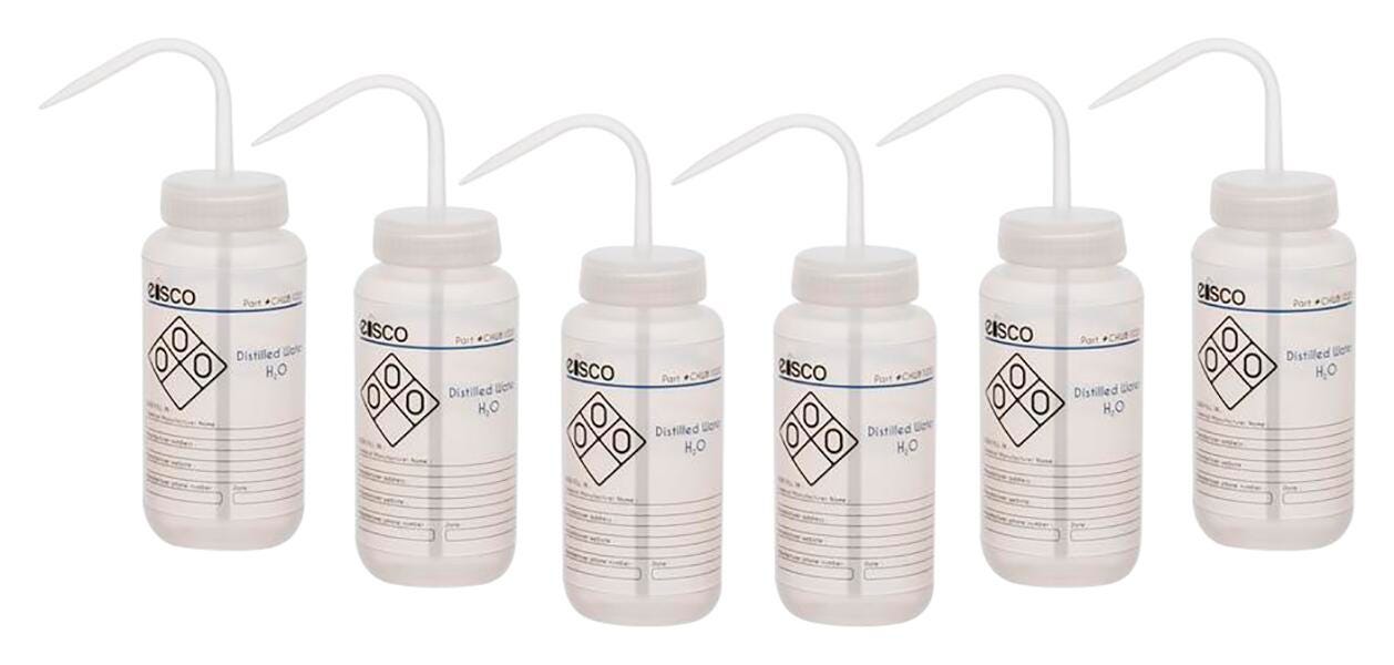 WASH BOTL DISTILLED WATER 500ML 2 COLOR PK6