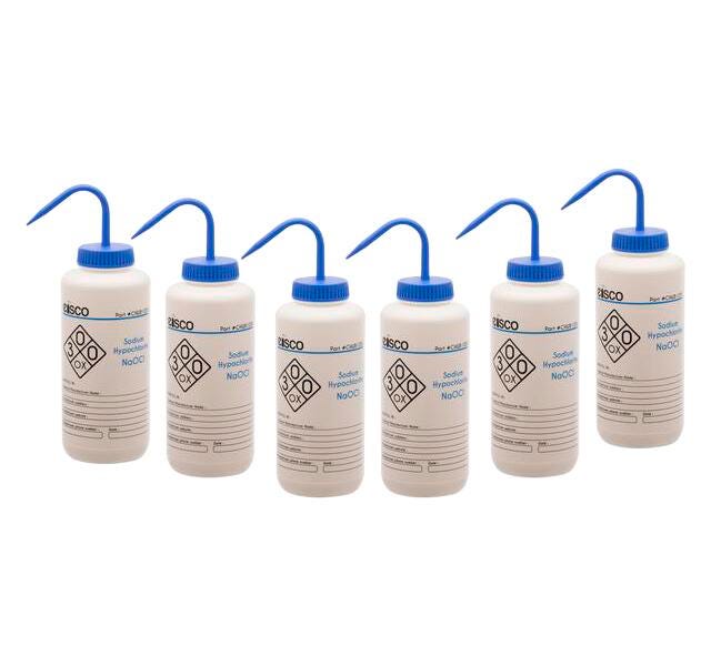 WASH BOTTLE SODIUM HYPOCHLORITE 1000ML 2 COLOR