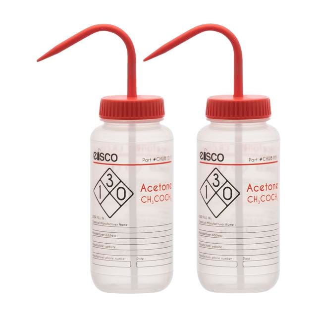 WASH BOTTLE ACETONE 500ML 2 COLOR PK2