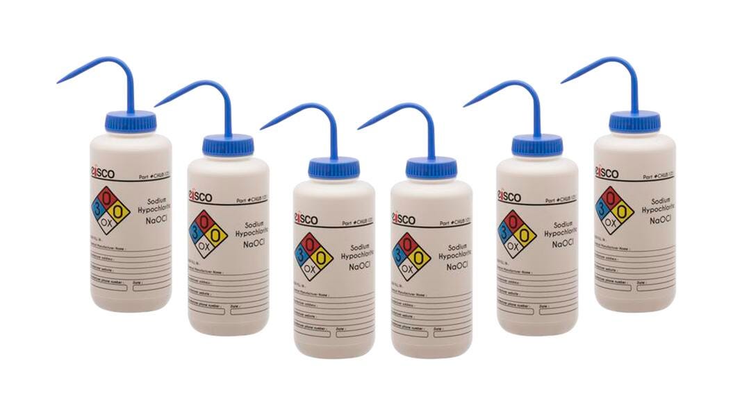 WASH BOTTLE SODIUM HYPOCHLORITE 1000 ML 4 COL