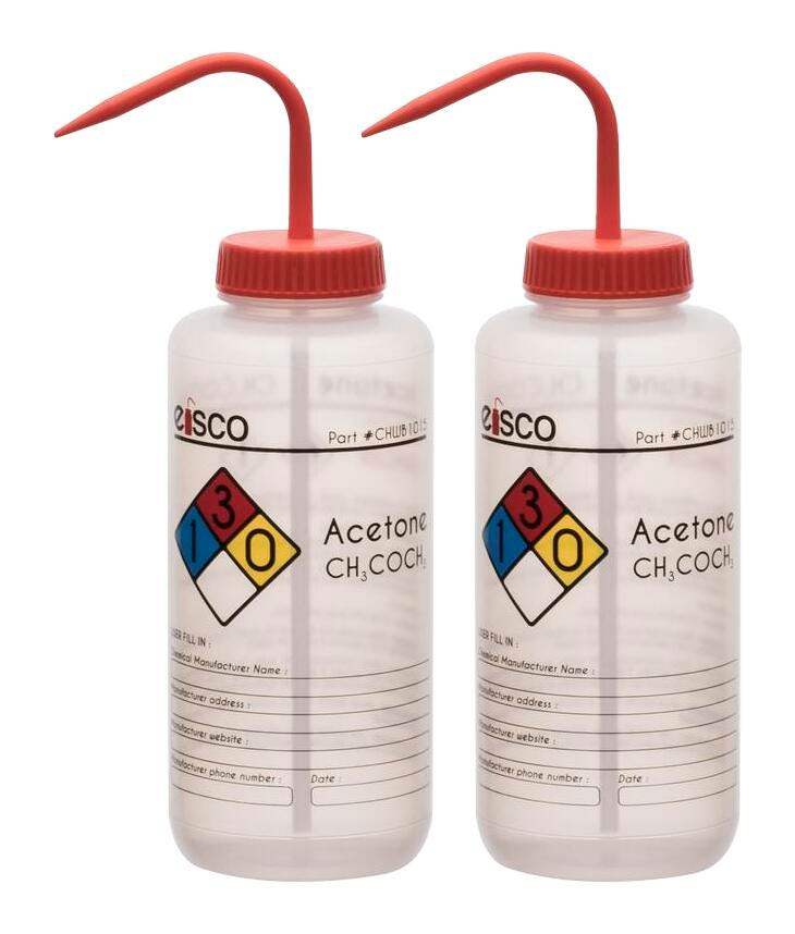 WASH BOTTLE ACETONE 1000ML 4 COLOR PK2