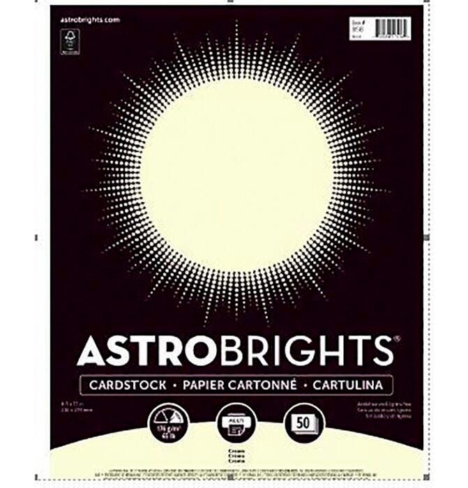 PAPER ASTROBRIGHTS 8.5X11 CREAM ASST 65 LB 50 SHTS