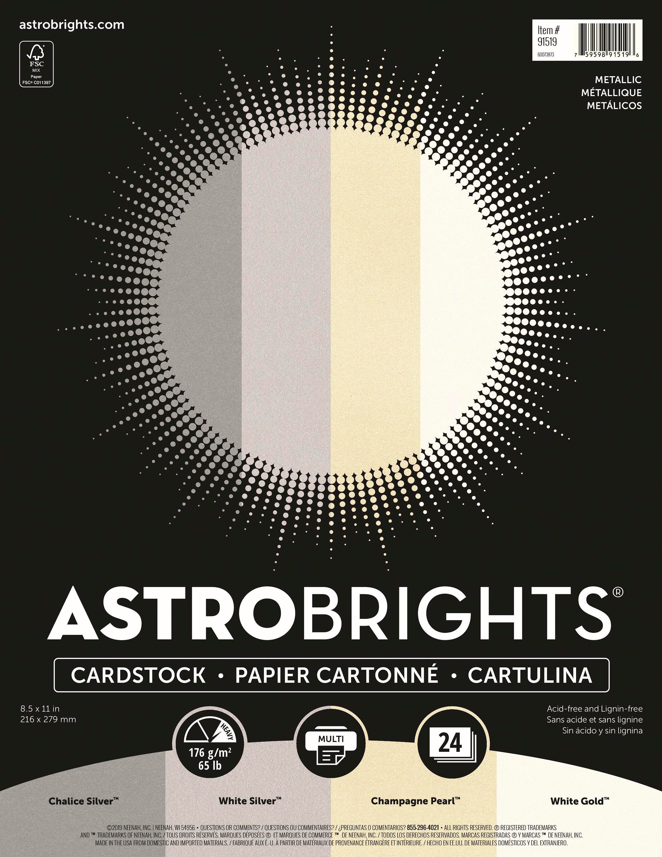 PAPER ASTROBRIGHTS 8.5X11 METALLICS ASST 65 LB 24 SHTS