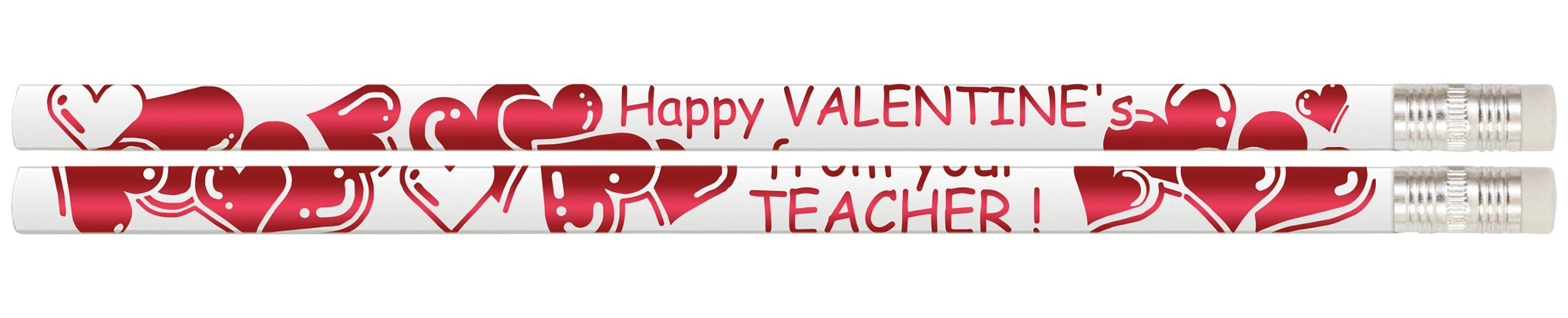 PENCIL AWARD HAPPY VALENTINES DAY FROM TEACHER PACK OF 12