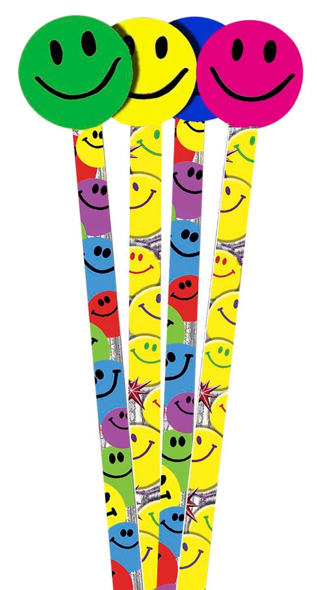PENCILS SMILEY FACE WITH TOP ERASERS SET OF 36