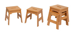 STOOLS WOOD NATURAL SET OF 4