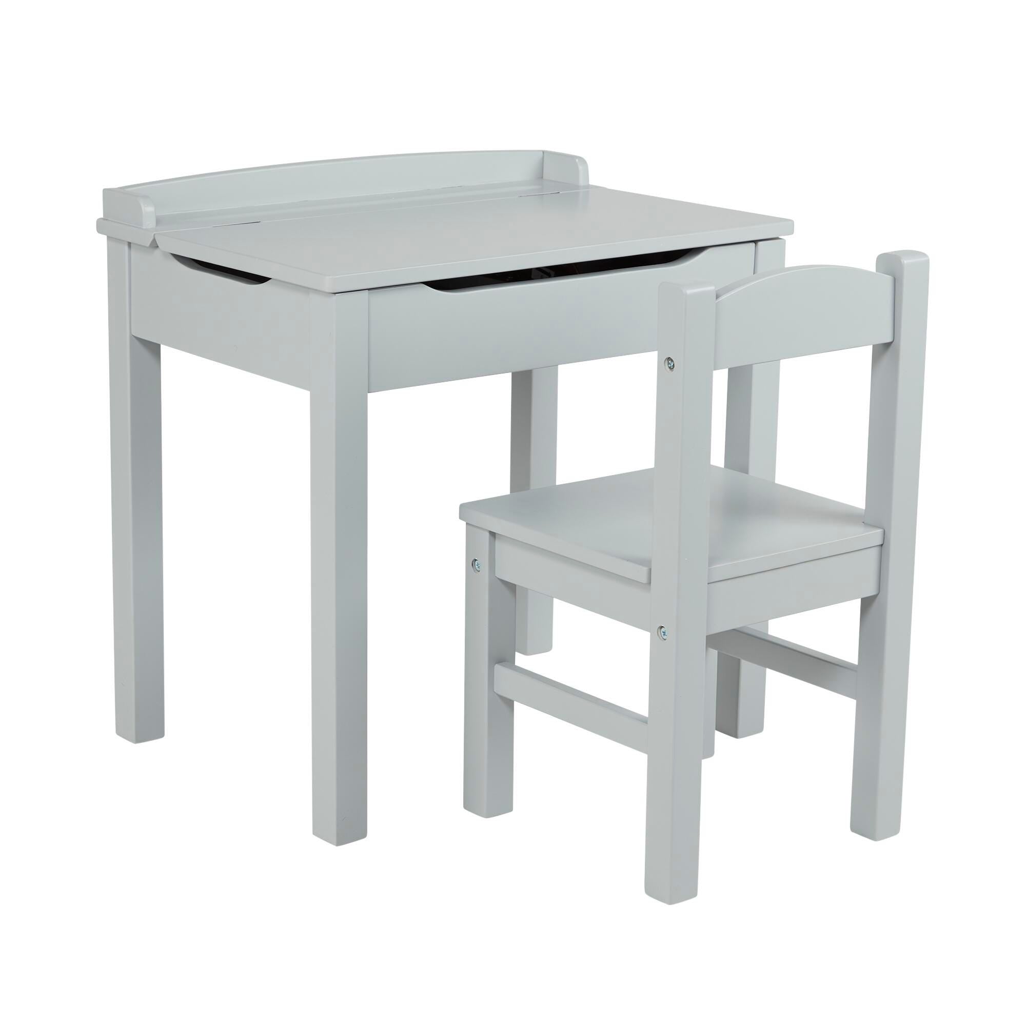 DESK WOODEN LIFT TOP W/CHAIR - GRAY