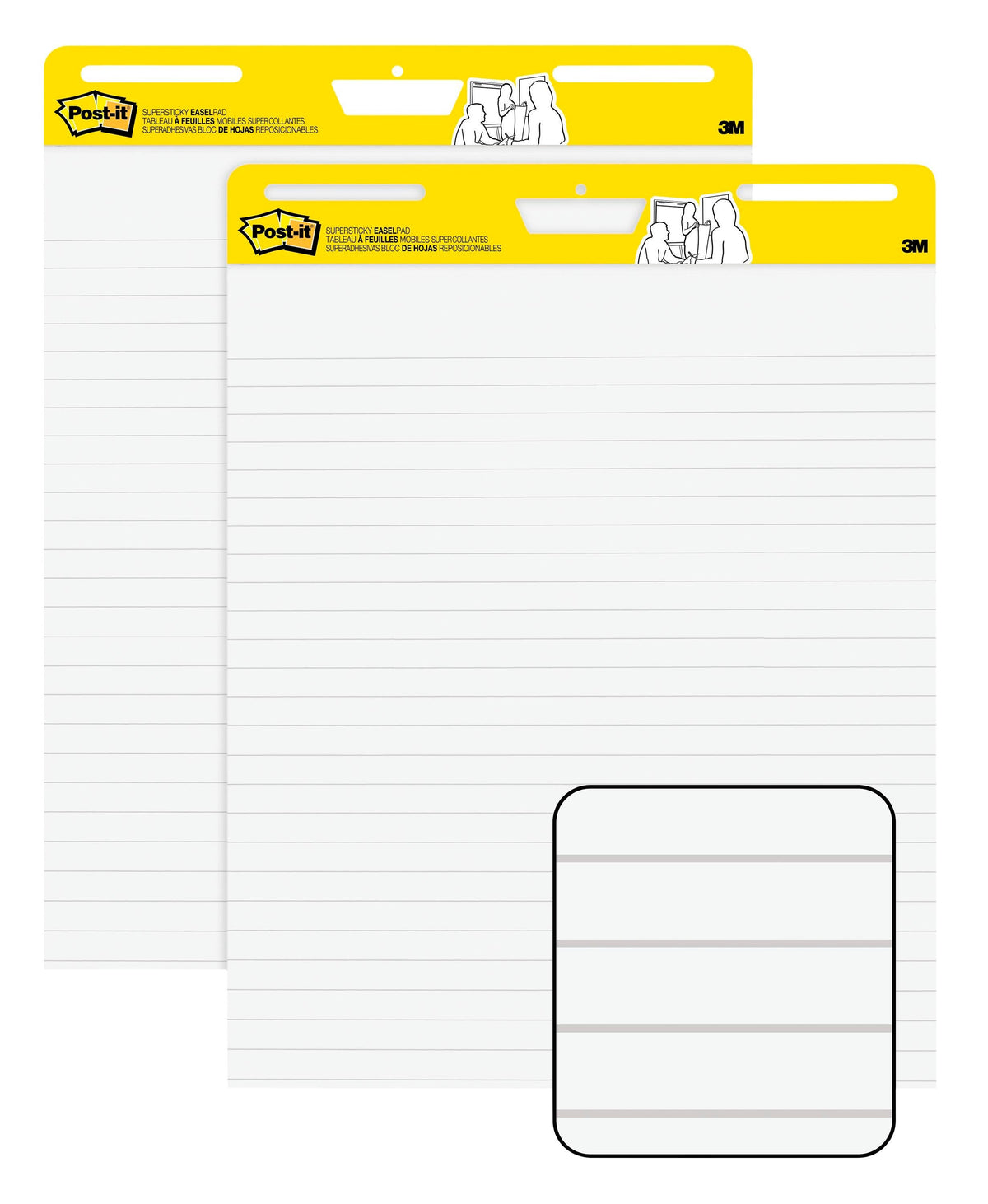 PAD EASEL POST-IT SPR STCKY LINED 25X30 IN 30 SHTS PK OF 2