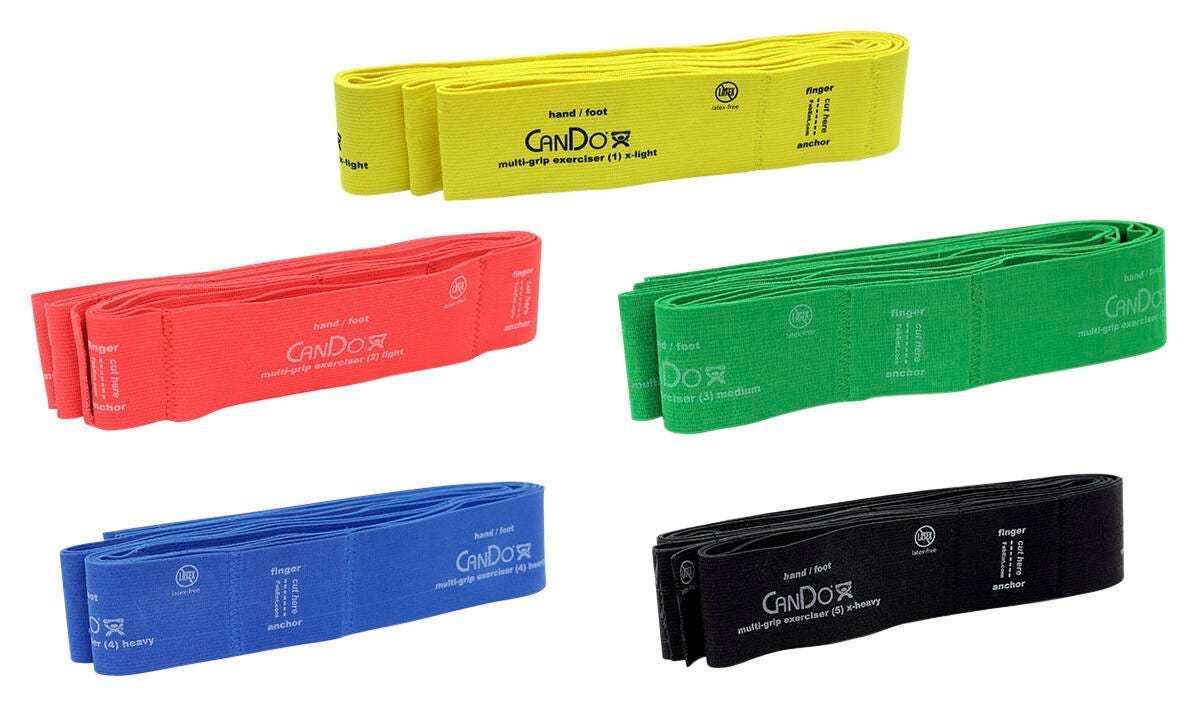 CANDO MULTI-GRIP EXERCISER 6 FT SET OF 5 YELLOW-BLACK