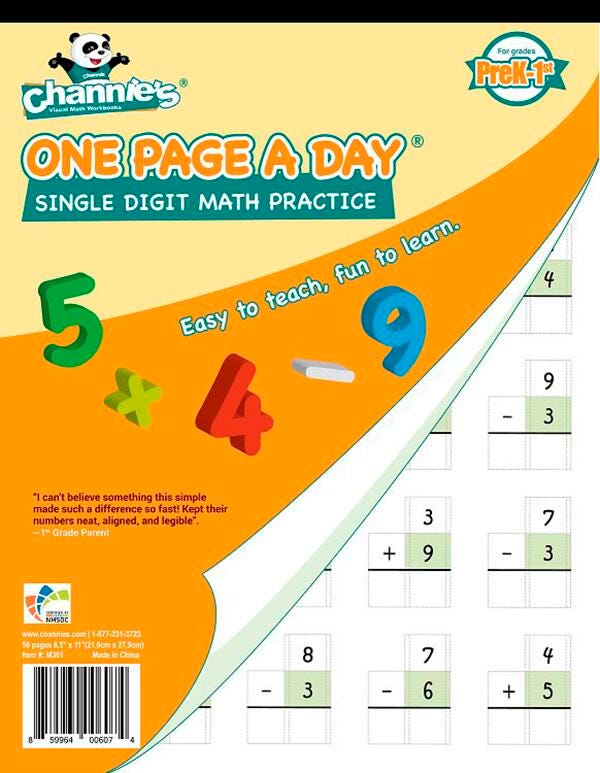 WORKBOOK ONE PAGE A DAY SINGLE┬áADDITION AND SUBTRACTION