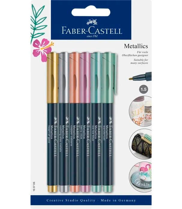 MARKERS FABER-CASTELL ASST METALLIC SET OF 6