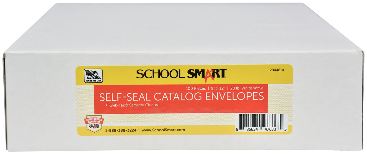 ENVELOPE KWIK TAK 9X12 IN 28 LB WHITE SCHOOL SMART BX OF 100