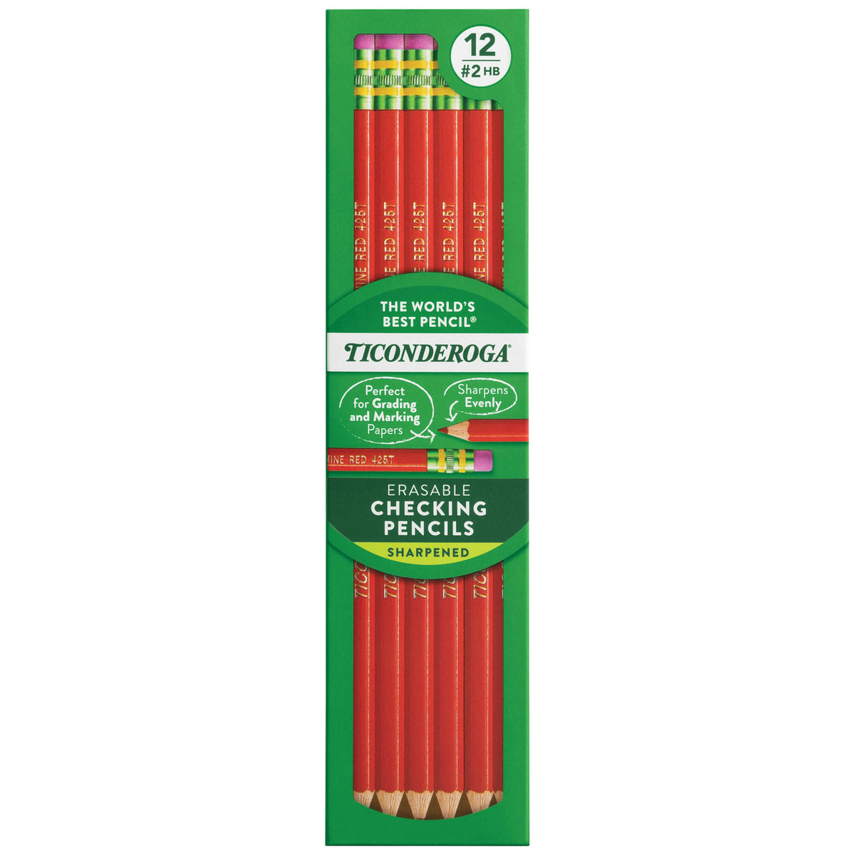 PENCIL CHECKING ERASABLE RED PACK OF 12