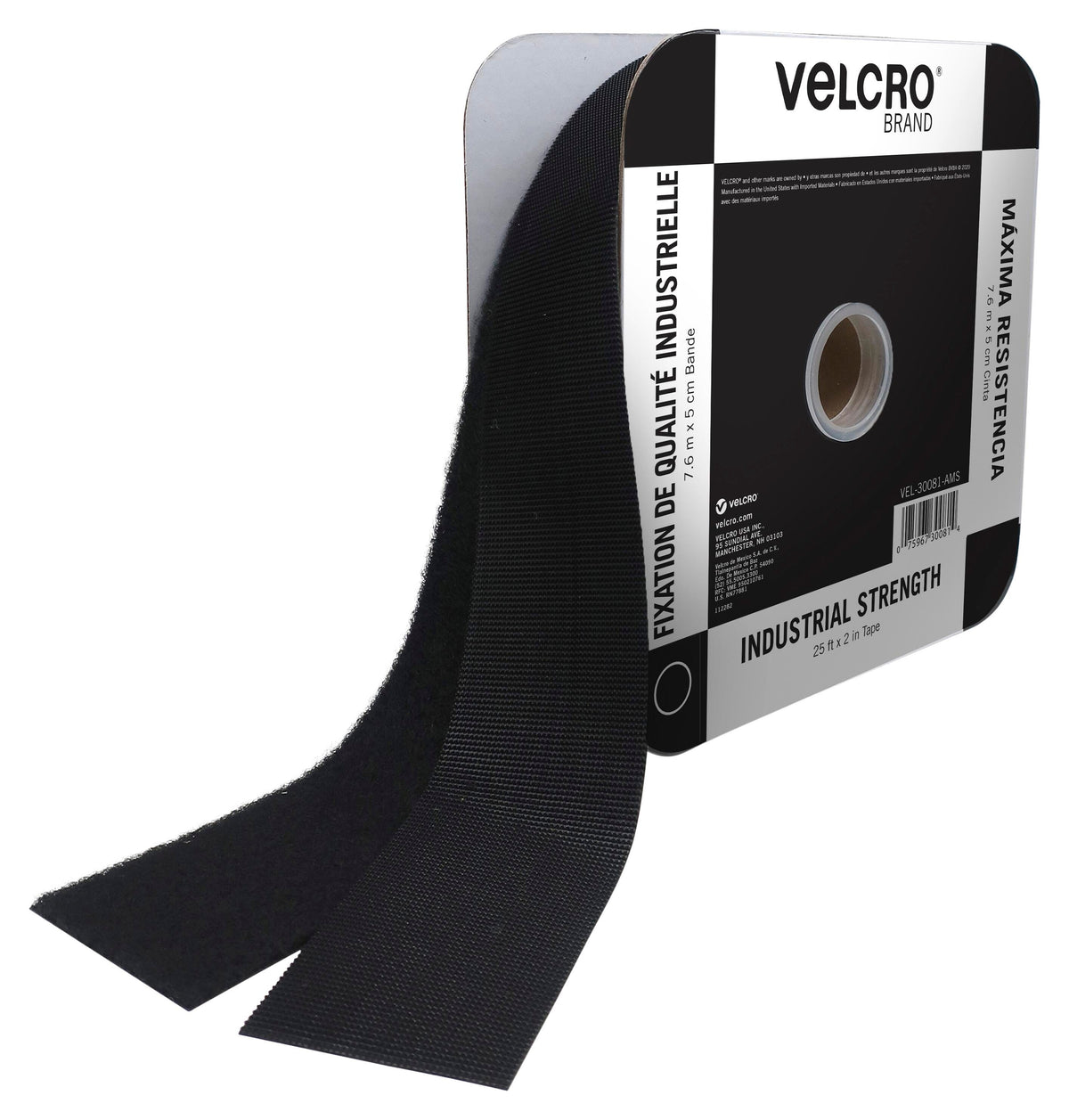 TAPE VELCRO INDUSTRIAL STRENGTH 2IN X 25FT BLACK