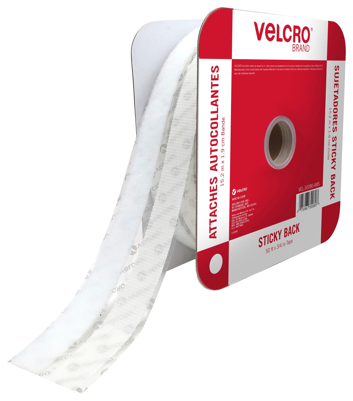 TAPE VELCRO STICKY BACK HOOK AND LOOP 3/4 X 50 WHITE