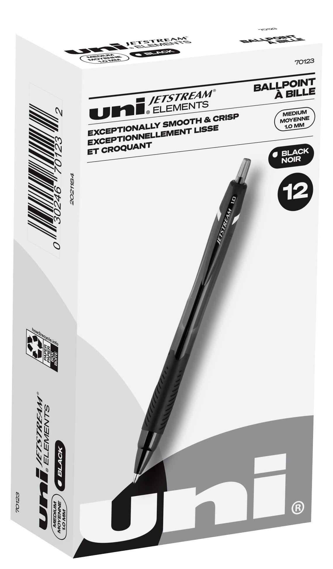 PEN BALLPOINT UNI-BALL JETSTREAM ELEMENTS BLACK PACK OF 12