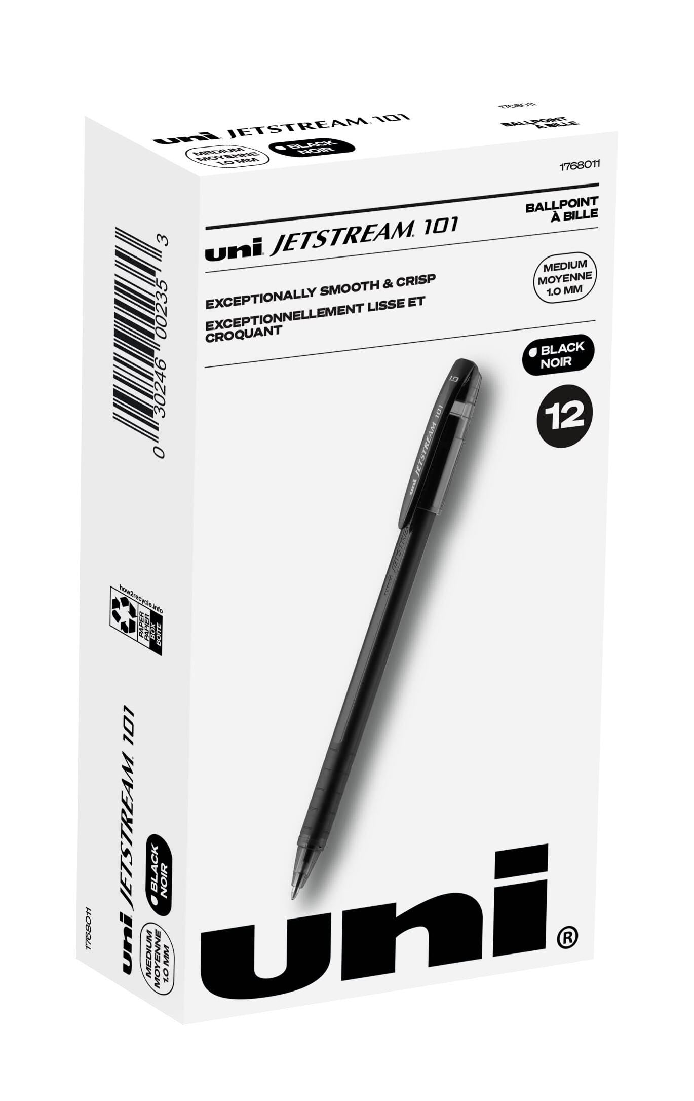 PEN BALLPOINT UNI-BALL JETSTREAM 101 BLACK PACK OF 12