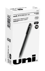 PEN BALLPOINT UNI-BALL JETSTREAM 101 BLACK PACK OF 12
