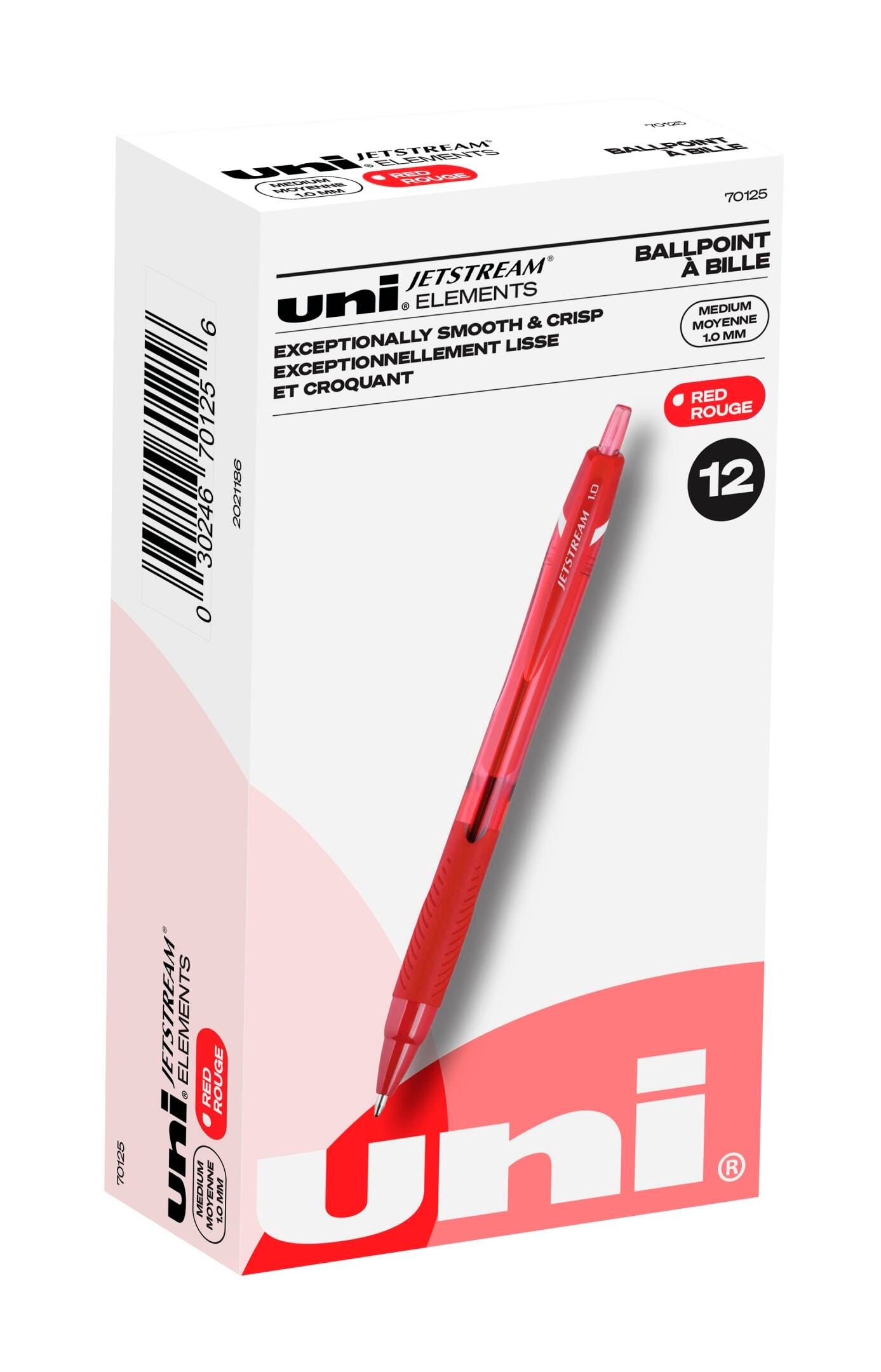 PEN BALLPOINT UNI-BALL JETSTREAM ELEMENTS RED PACK OF 12