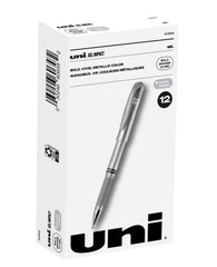 PEN GEL UNI-BALL IMPACT METALLICS SILVER PACK OF 12