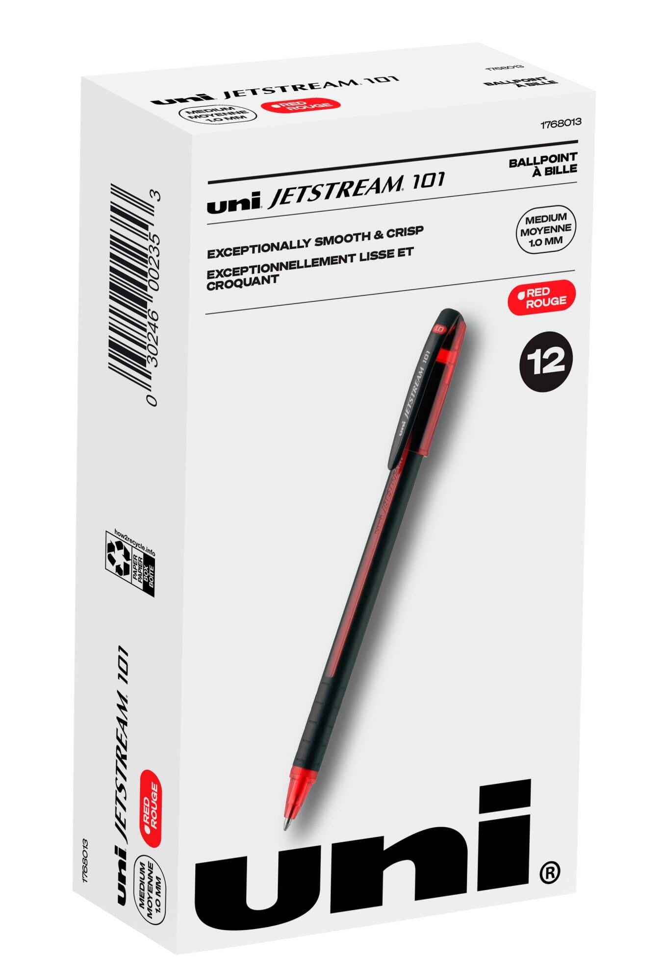 PEN BALLPOINT UNI-BALL JETSTREAM 101 RED PACK OF 12