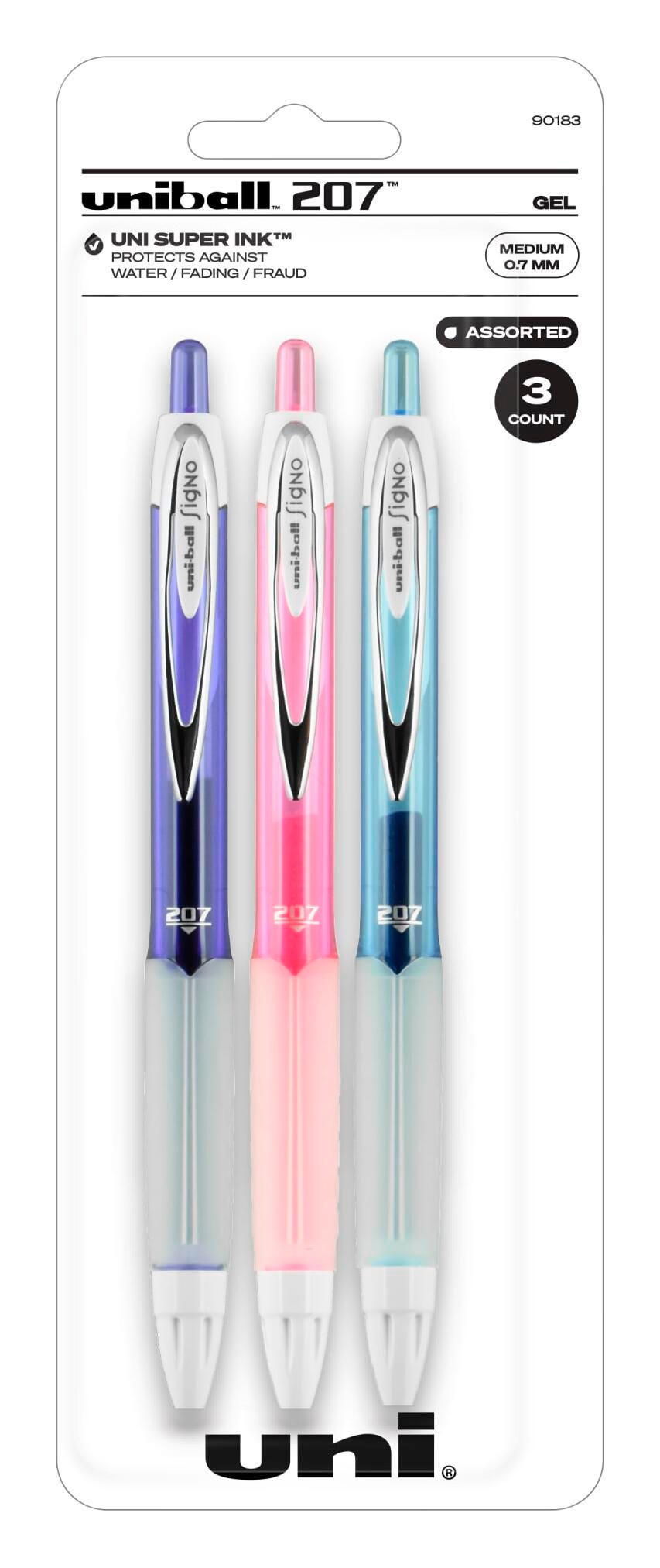 PEN GEL UNI-BALL 207 FASHION 0.7MM ASST SET OF 3