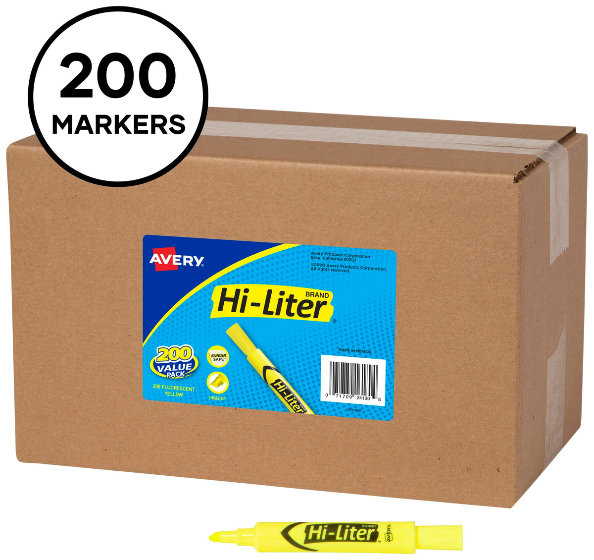 HIGHLIGHTER MARKS-A-LOT DESK STYLE YELLOW PACK OF 200