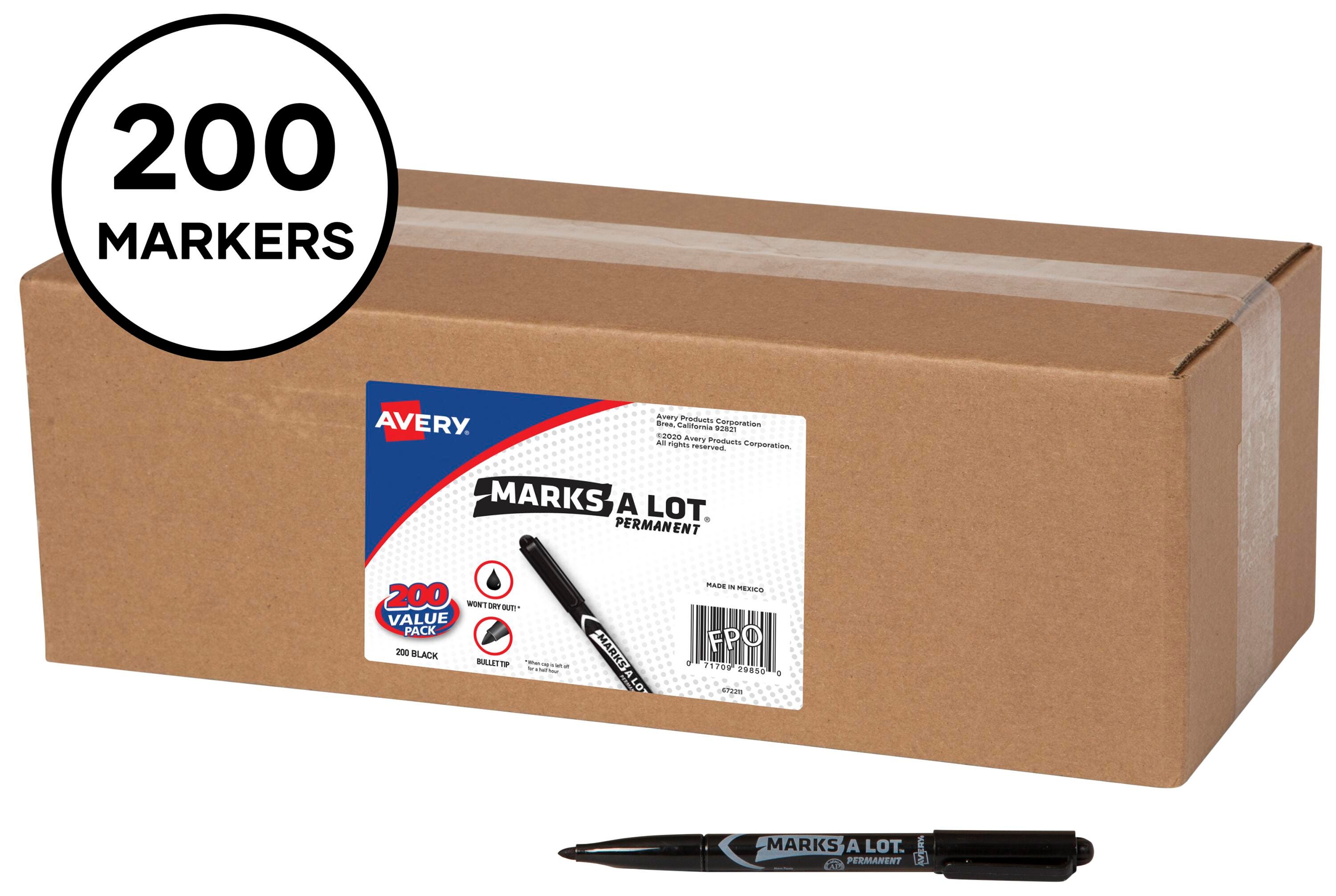 MARKERS MARKS-A-LOT PERMANENT PEN BLACK BULLET PACK OF 200