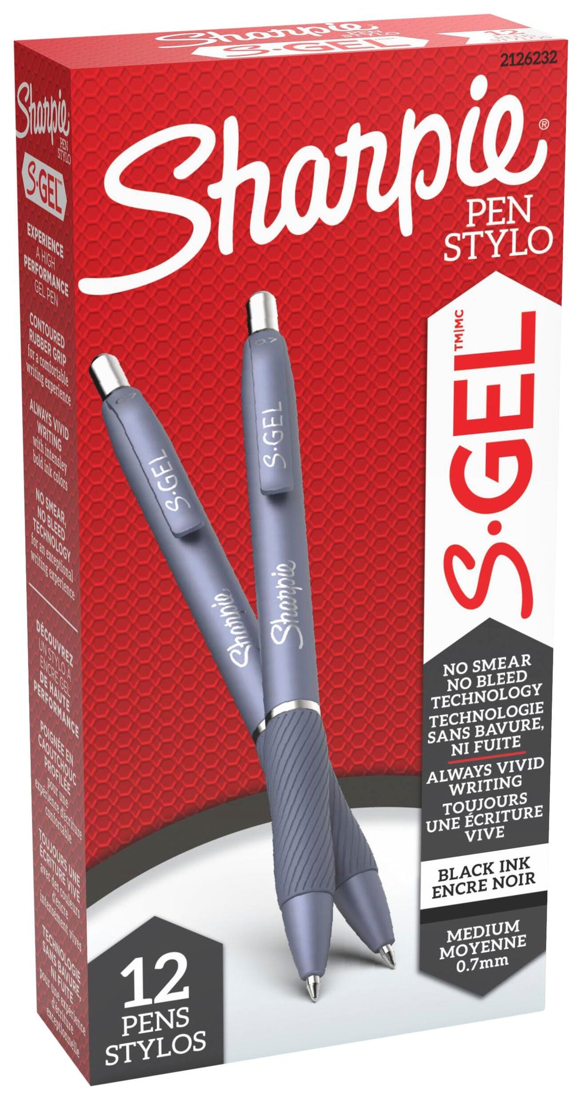 PEN SHARPIE GEL 0.7 MM FASHION BLUE BARREL BLACK INK PACK OF 12