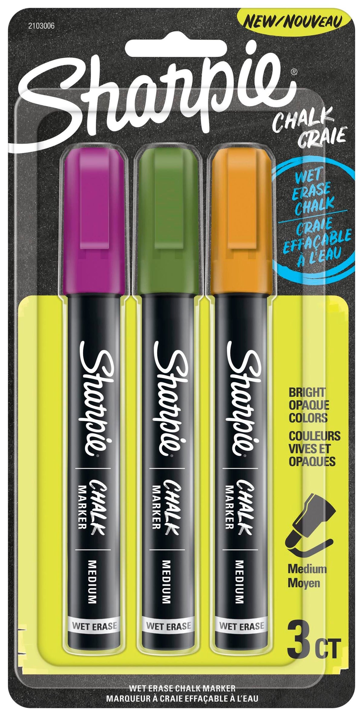 CHALK SHARPIE WET ERASE MARKER ASST SECONDARY SET OF 3