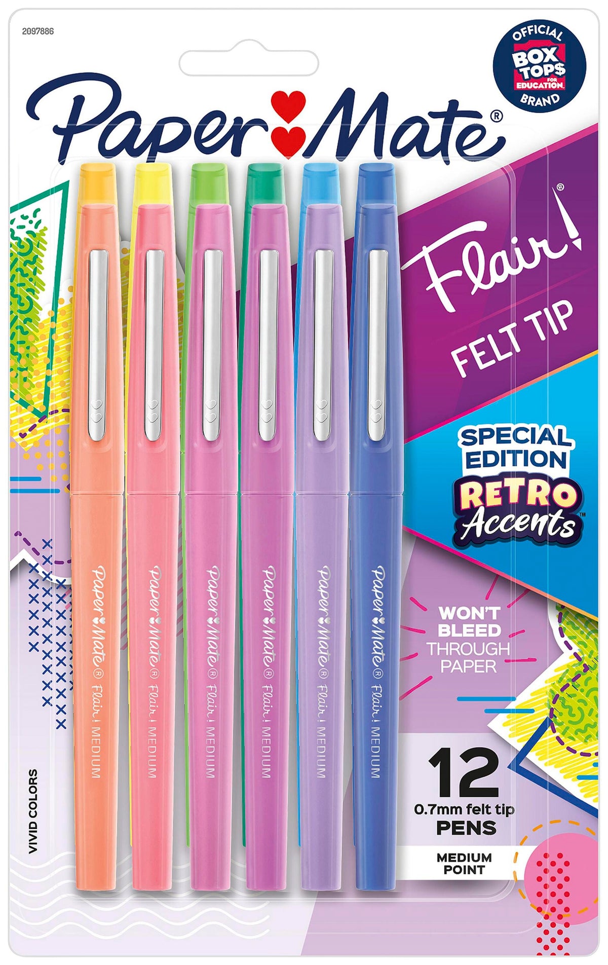 PEN FLAIR RETRO ACCENTS ASST SET OF 12