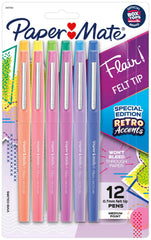 PEN FLAIR RETRO ACCENTS ASST SET OF 12