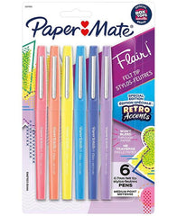 PEN FLAIR RETRO ACCENTS ASST SET OF 6