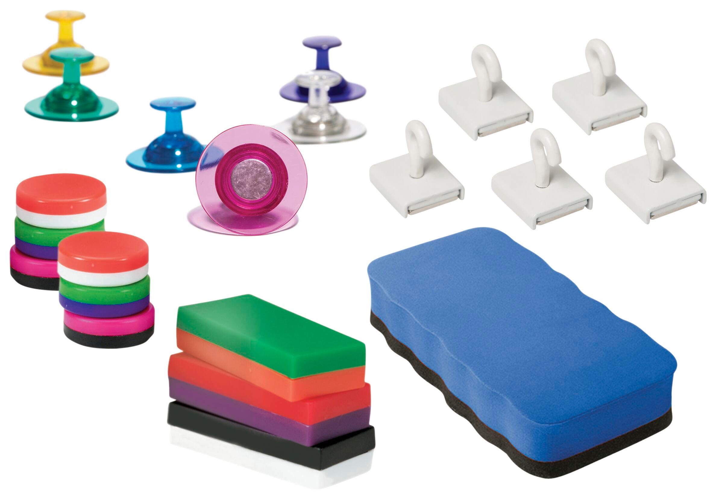 MAGNETIC WHITEBOARD BUNDLE BUTTONS-HOOKS-ERASER