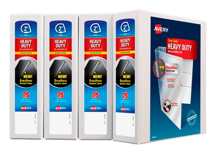 BINDER AVERY HEAVY DUTY VIEW 2 IN WHITE PACK OF 4