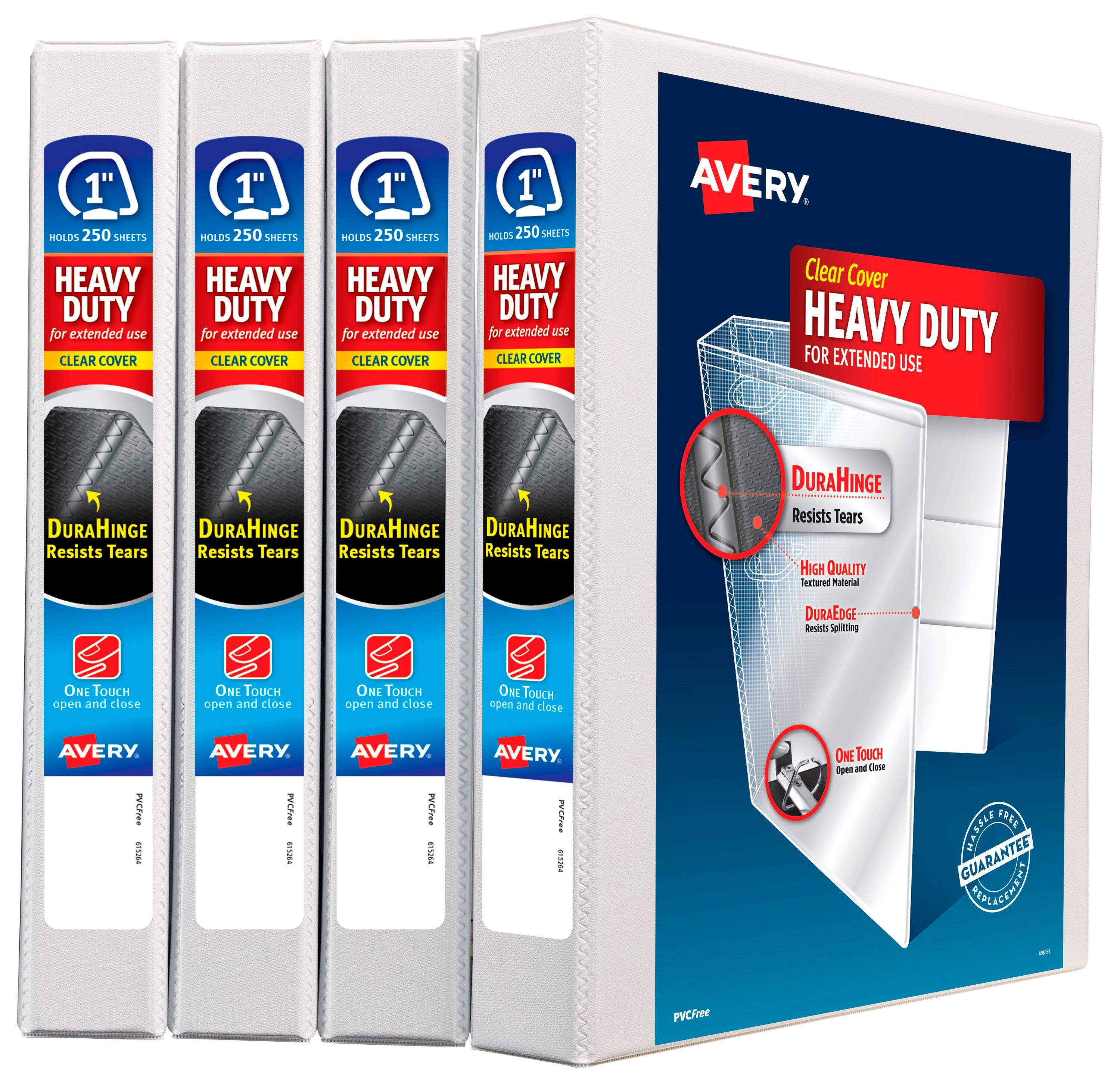 BINDER AVERY HEAVY DUTY VIEW 1 IN WHITE PACK OF 4