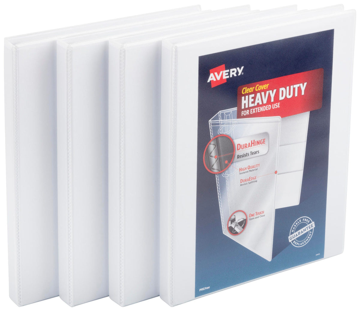 BINDER AVERY HEAVY DUTY VIEW 0.5 IN WHITE PACK OF 4