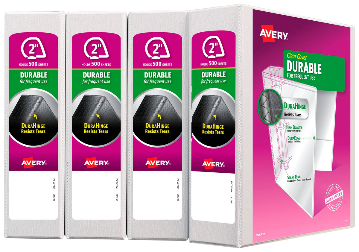BINDER AVERY DURABLE VIEW 2 IN WHITE PACK OF 4