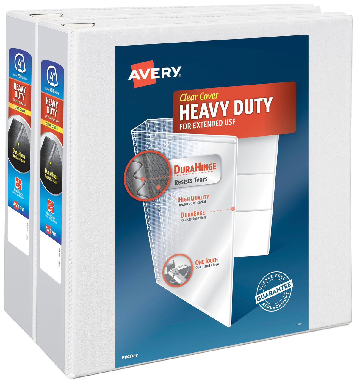 BINDER AVERY HEAVY DUTY VIEW 4 IN WHITE PACK OF 2